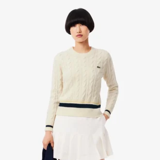 Jersey de lana con trenzado para mujer
