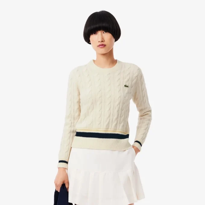 Jersey de lana con trenzado para mujer