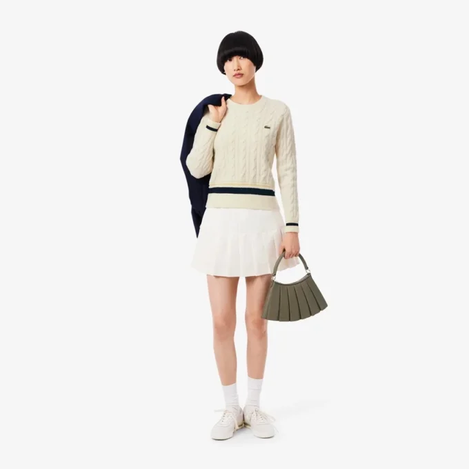 Jersey de lana con trenzado para mujer