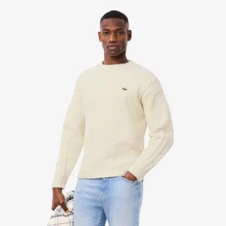 Jersey de lana de corte holgado con efecto patchwork para hombre