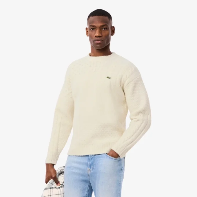 Jersey de lana de corte holgado con efecto patchwork para hombre