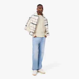 Jersey de lana de corte holgado con efecto patchwork para hombre