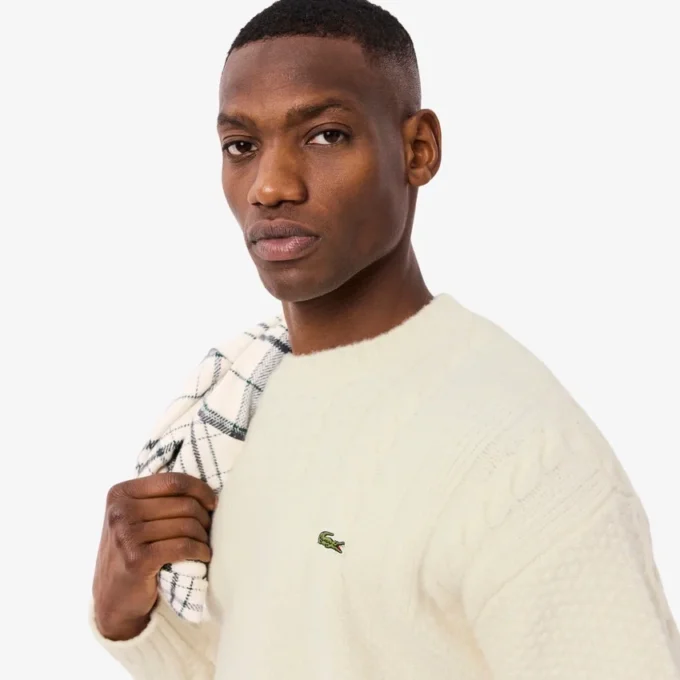 Jersey de lana de corte holgado con efecto patchwork para hombre