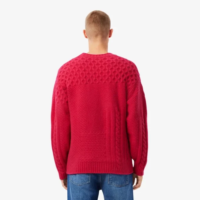 Jersey de lana de corte holgado con efecto patchwork para hombre