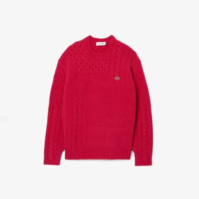 Jersey de lana de corte holgado con efecto patchwork para hombre