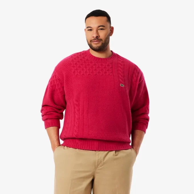 Jersey de lana de corte holgado con efecto patchwork para hombre