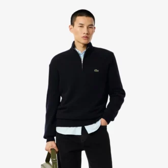 Jersey de lana de cuello alto con cremallera para hombre