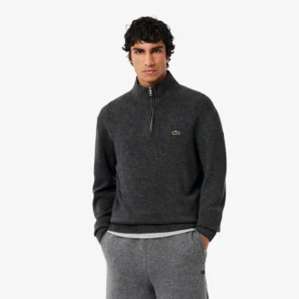 Jersey de lana de cuello alto con cremallera para hombre