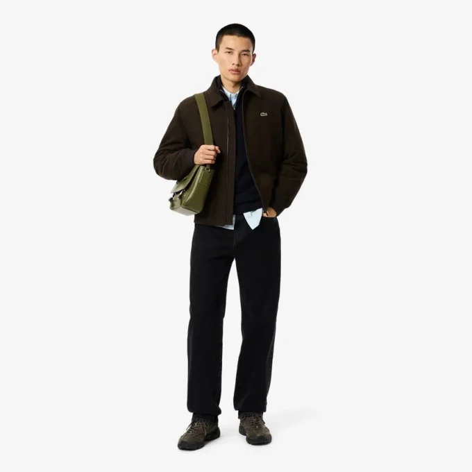 Jersey de lana de cuello alto con cremallera para hombre