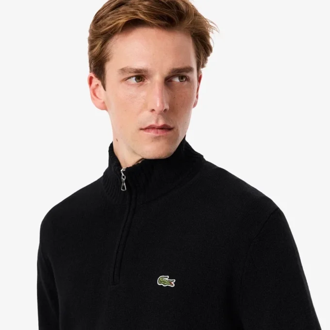 Jersey de lana de cuello alto con cremallera para hombre