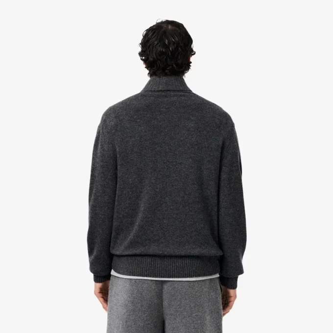 Jersey de lana de cuello alto con cremallera para hombre
