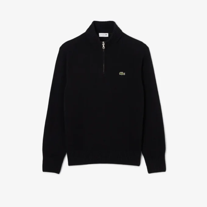 Jersey de lana de cuello alto con cremallera para hombre