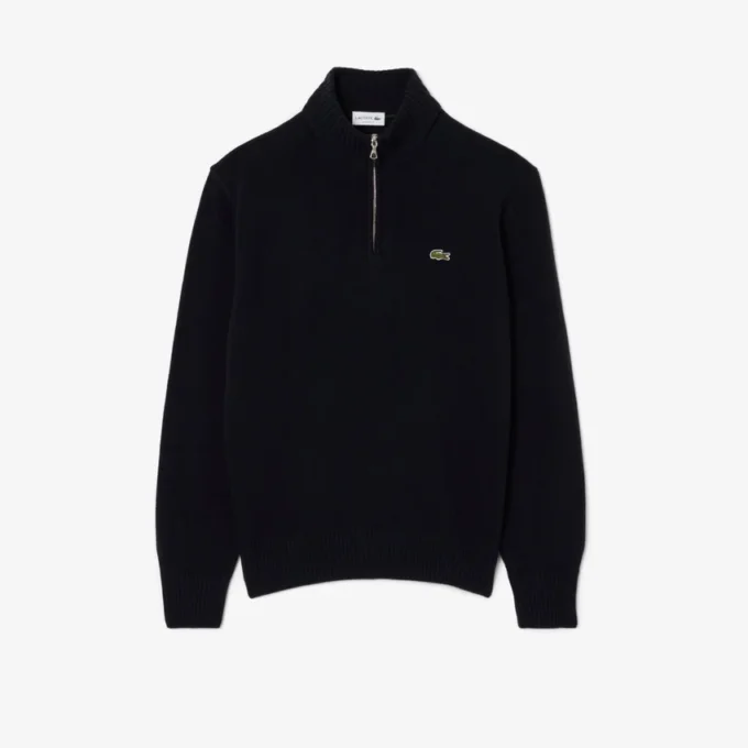 Jersey de lana de cuello alto con cremallera para hombre