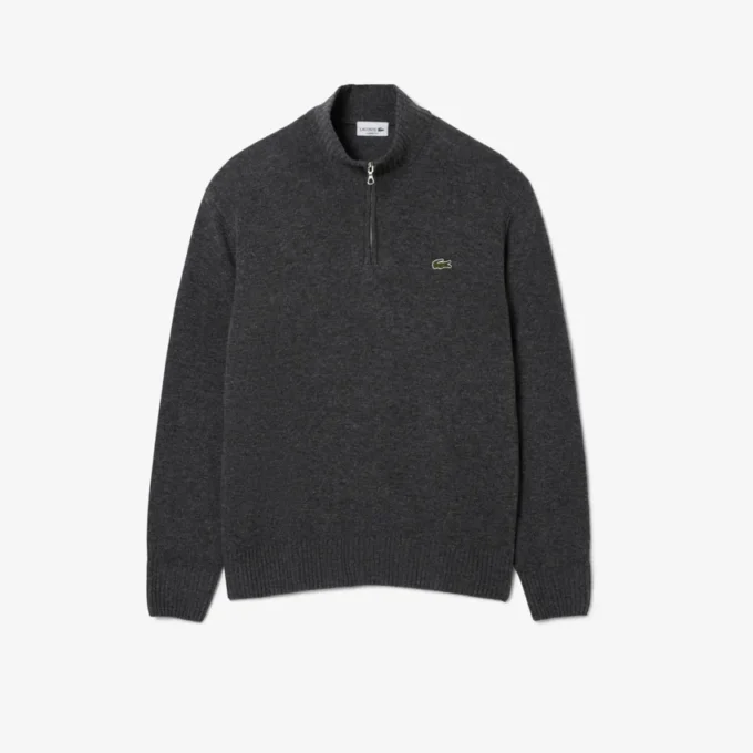 Jersey de lana de cuello alto con cremallera para hombre