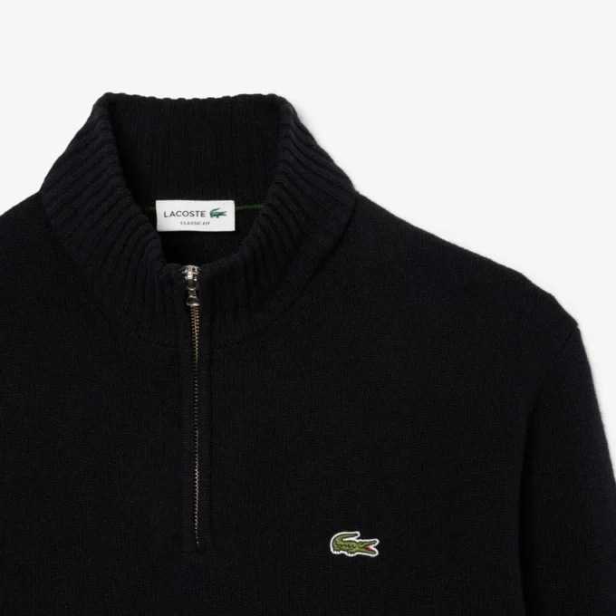 Jersey de lana de cuello alto con cremallera para hombre