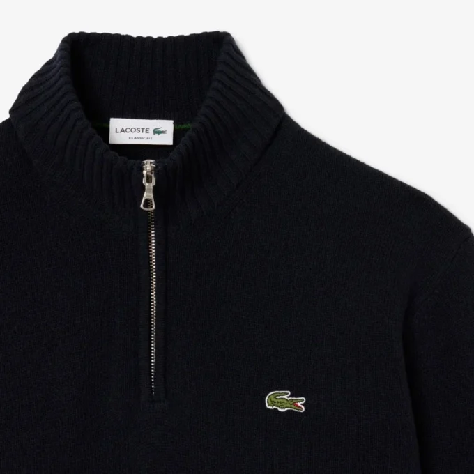 Jersey de lana de cuello alto con cremallera para hombre
