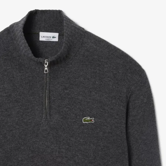 Jersey de lana de cuello alto con cremallera para hombre