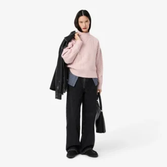 Jersey de lana de cuello alto con efecto patchwork para mujer