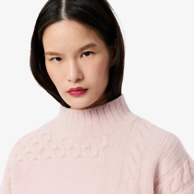 Jersey de lana de cuello alto con efecto patchwork para mujer