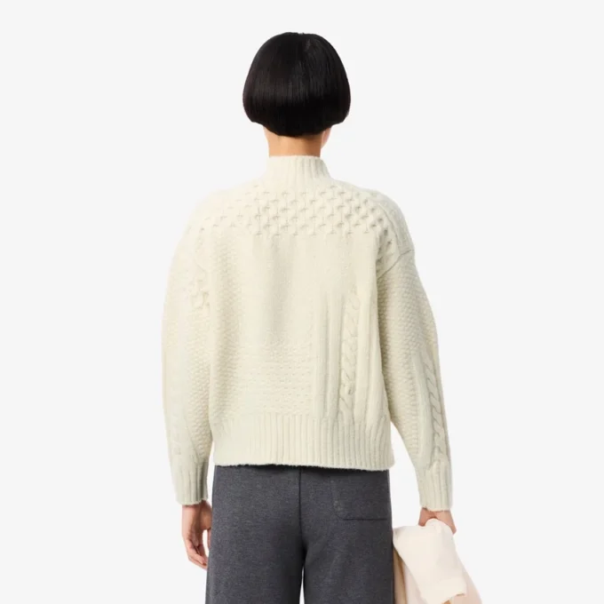 Jersey de lana de cuello alto con efecto patchwork para mujer