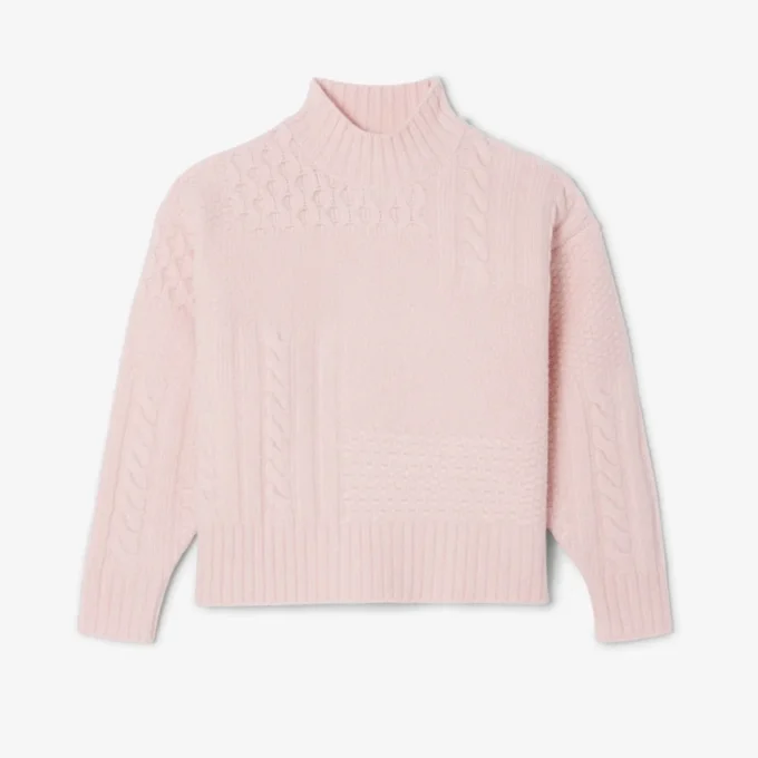 Jersey de lana de cuello alto con efecto patchwork para mujer