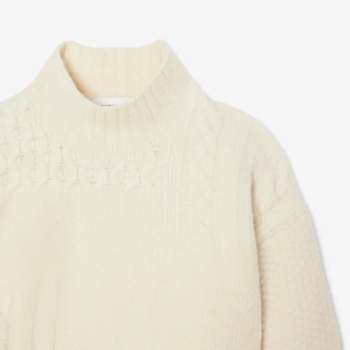 Jersey de lana de cuello alto con efecto patchwork para mujer