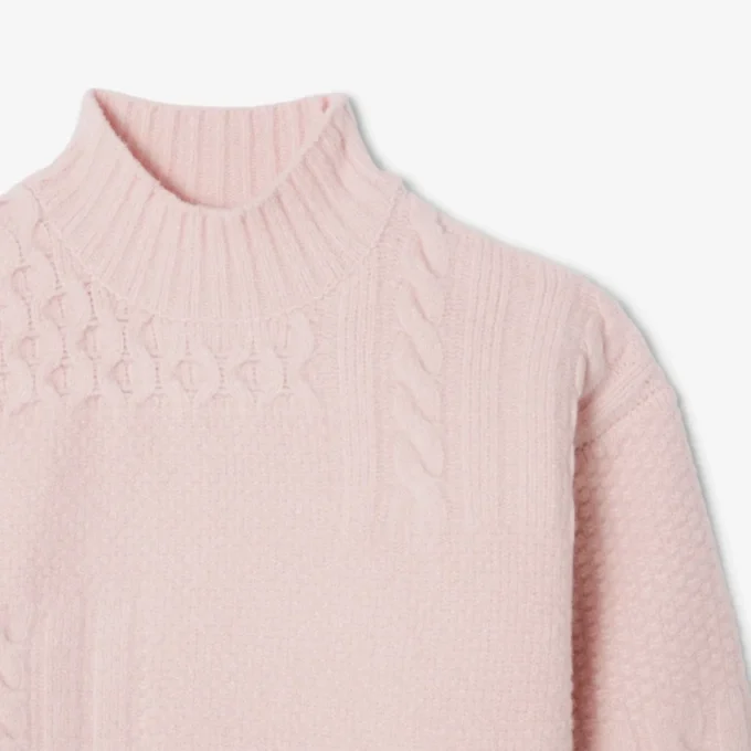 Jersey de lana de cuello alto con efecto patchwork para mujer