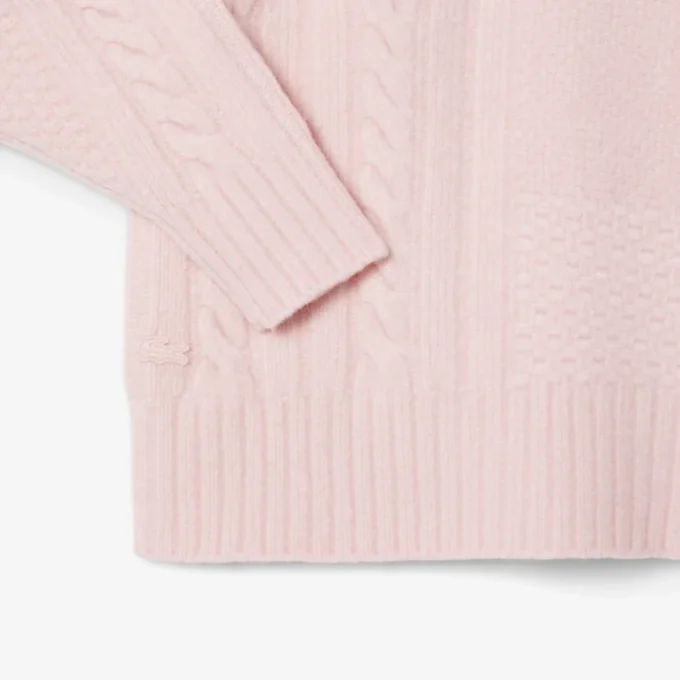 Jersey de lana de cuello alto con efecto patchwork para mujer