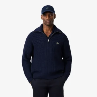 Jersey de lana gruesa con media cremallera para hombre