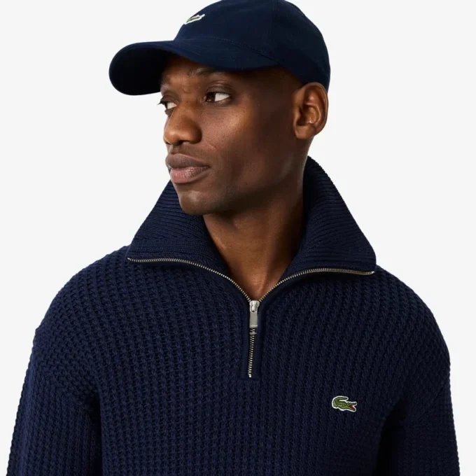Jersey de lana gruesa con media cremallera para hombre