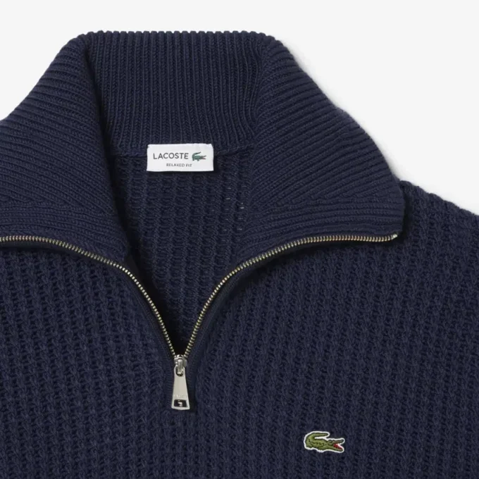 Jersey de lana gruesa con media cremallera para hombre