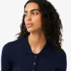 Jersey de lana merina con cuello polo y punto elástico 3D