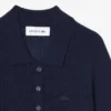 Jersey de lana merina con cuello polo y punto elástico 3D