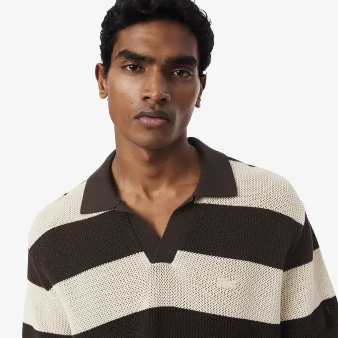 Jersey de manga corta con cuello polo a rayas