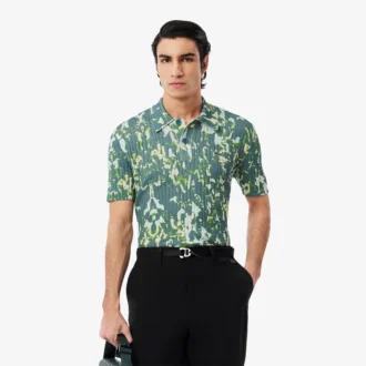 Jersey de manga corta con cuello polo y estampado gráfico para hombre