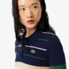 Jersey de mujer con cuello polo a rayas, fabricado en Francia