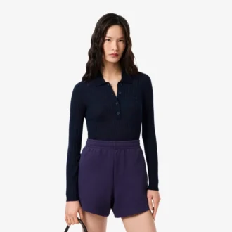Jersey de mujer con cuello polo de punto de lana