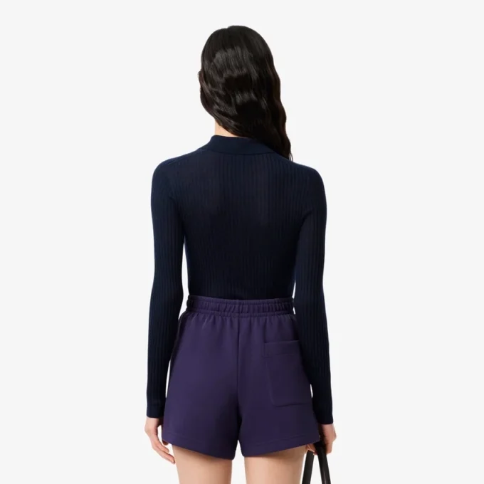 Jersey de mujer con cuello polo de punto de lana
