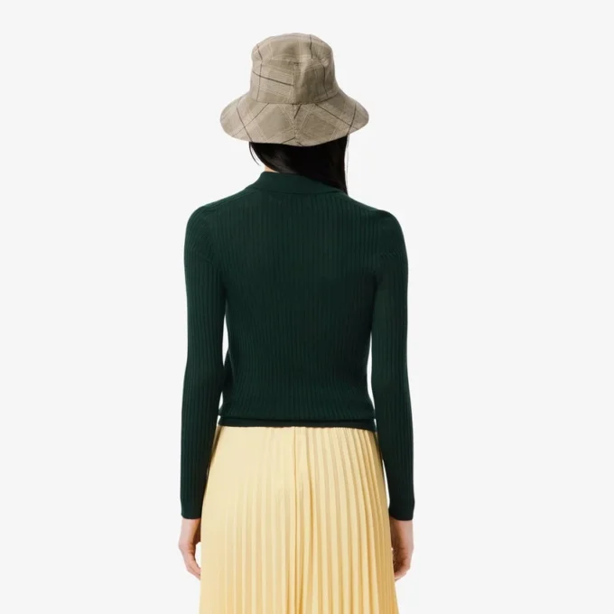 Jersey de mujer con cuello polo de punto de lana