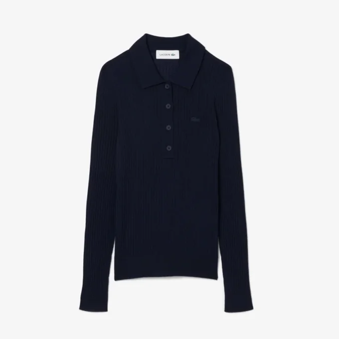 Jersey de mujer con cuello polo de punto de lana