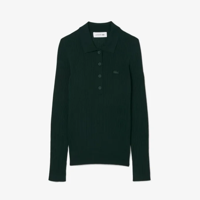 Jersey de mujer con cuello polo de punto de lana