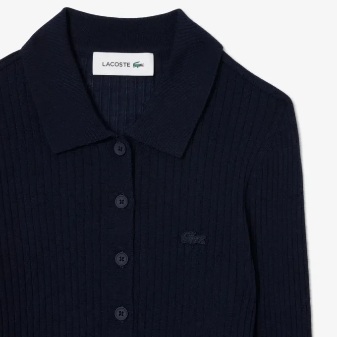 Jersey de mujer con cuello polo de punto de lana