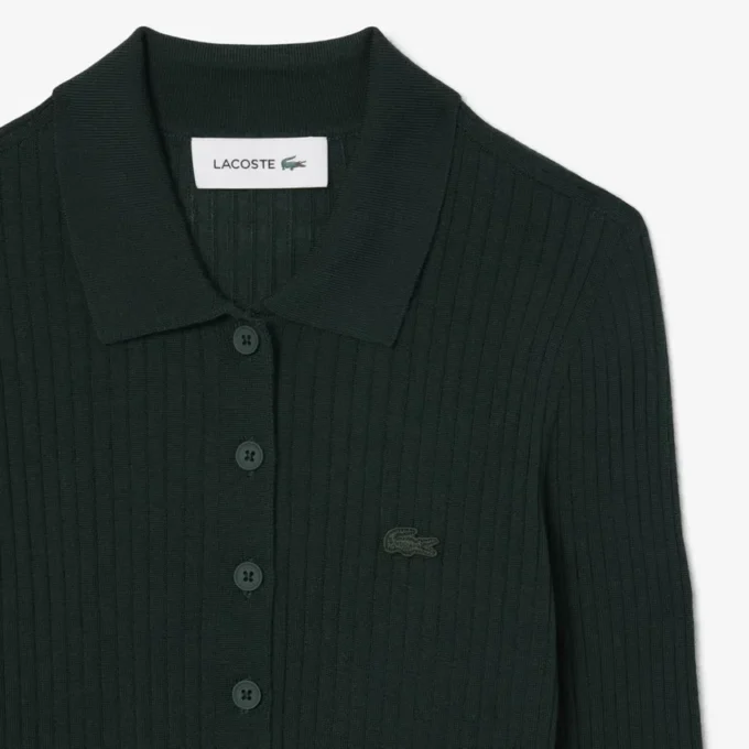 Jersey de mujer con cuello polo de punto de lana