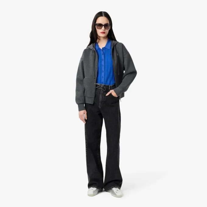 Jersey de mujer con cuello polo y punto acanalado