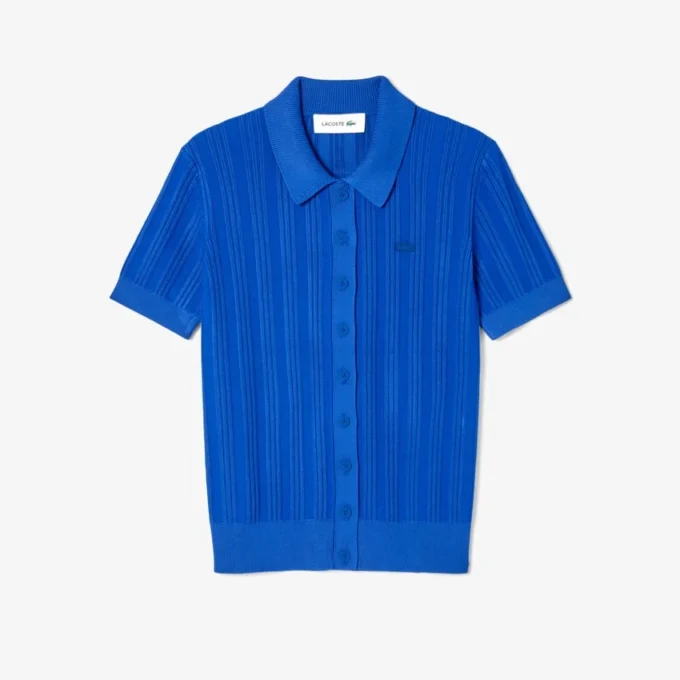 Jersey de mujer con cuello polo y punto acanalado