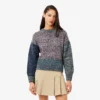 Jersey de mujer de mezcla de lana con cuello alto y punto trenzado