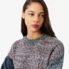 Jersey de mujer de mezcla de lana con cuello alto y punto trenzado