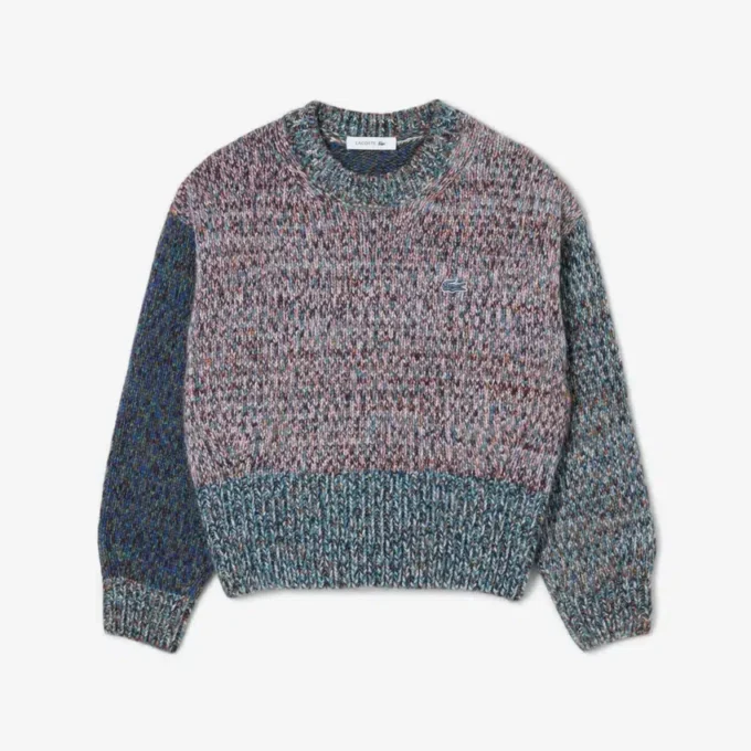 Jersey de mujer de mezcla de lana con cuello alto y punto trenzado