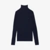 Jersey de mujer de punto acanalado de lana merina con cuello alto