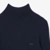 Jersey de mujer de punto acanalado de lana merina con cuello alto